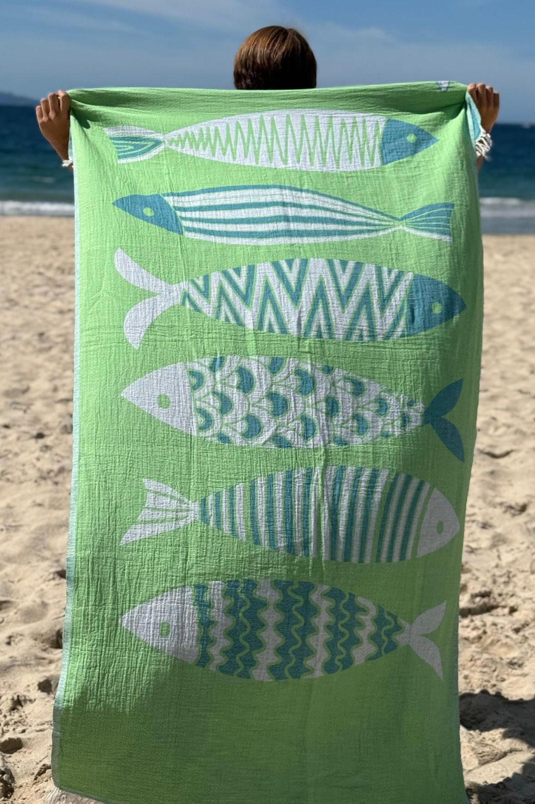 Toalla 100x180cm. “Oceanía” Reversible Verde Agua