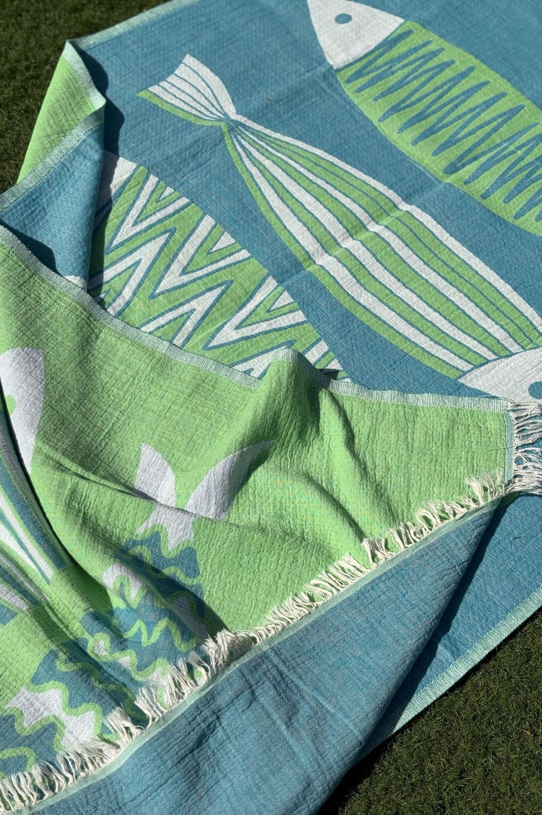 Toalla 100x180cm. “Oceanía” Reversible Verde Agua