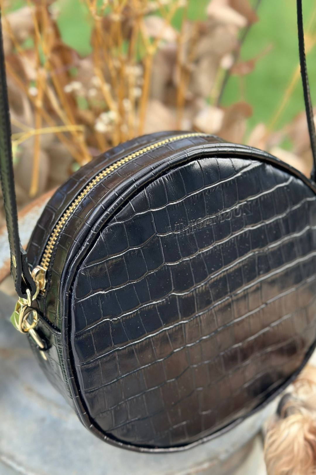 Bolso Redondo Bandolera Piel - Negro Coco