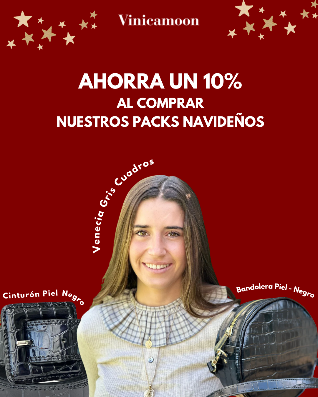 Pack Cuello Venecia & Bolso Negro & Cinturón Negro