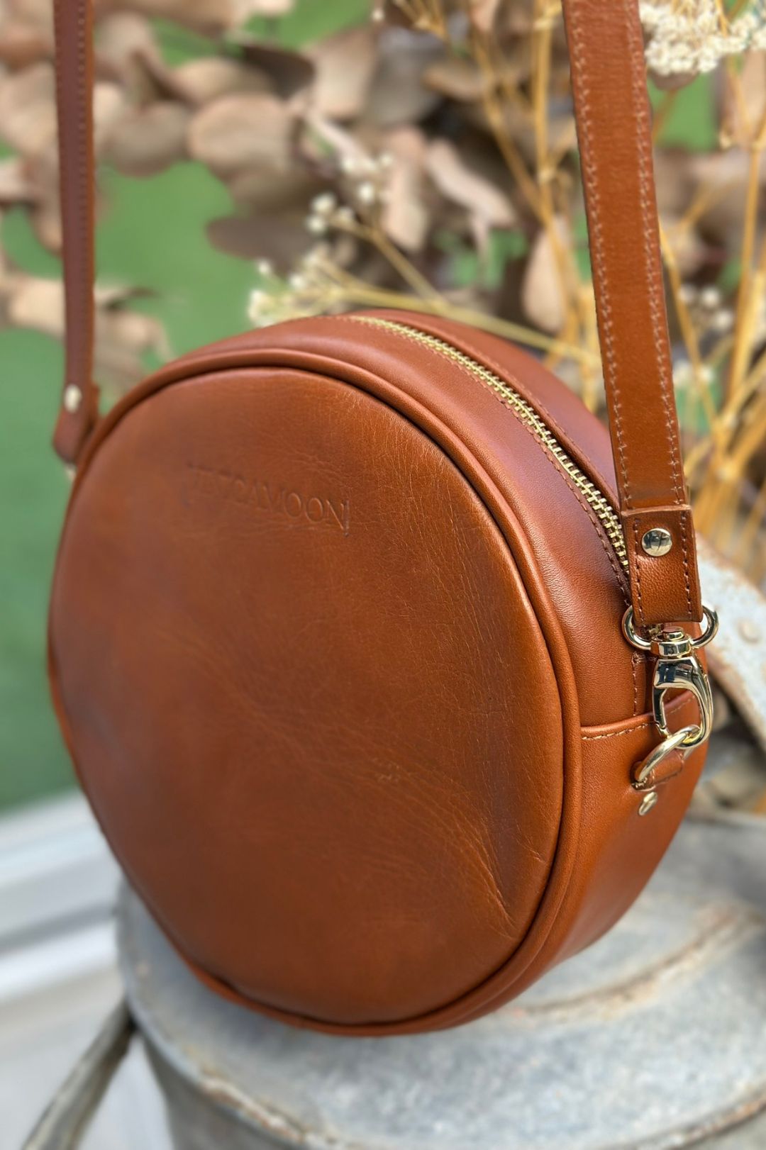 Bolso Redondo Bandolera Piel - Marrón Habana